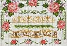 Cross-embroidery schema tablecloth: napkins, set para sa libre, mga pattern, pag-download