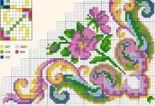Cross-embroidery Schema tablecloth: napkins, sets for free, patterns, download
