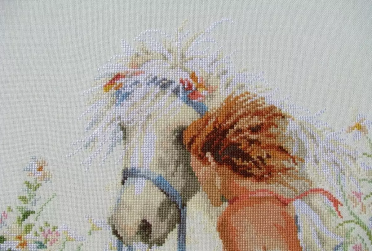 Cross-Cross Stitch: schema's en sets, gratis, pony loopt op water, Riolis voor meisjes