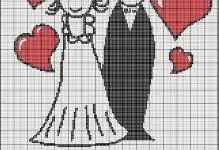 Monochromatyczny schemat Cross-Stitch Nowy: Najbardziej interesujący za darmo, pobierz bez rejestracji, para i dziecka