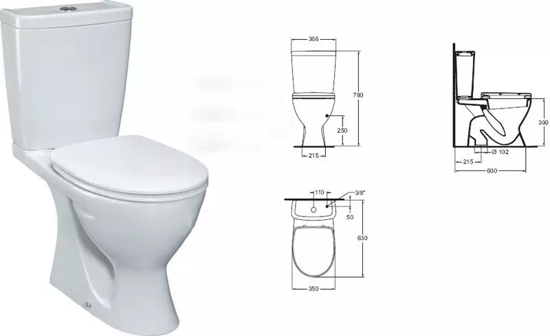 Toiletbakken met verticale release
