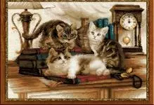 Cross Stitch Cats: British Cats, Tag Sets, Redhead and Black Pictures, Photo Moon Lazy Cat