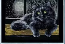 Cross Stitch Cats: Britaj katoj, tegmentaj aroj, ruĝhara kaj nigraj bildoj, foto luno mallaborema kato
