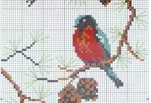 Shiri Embroidery Cross Zvirongwa: Mahara Firebird pabazi, anogadzika nemaruva emufaro, dema uye chena download