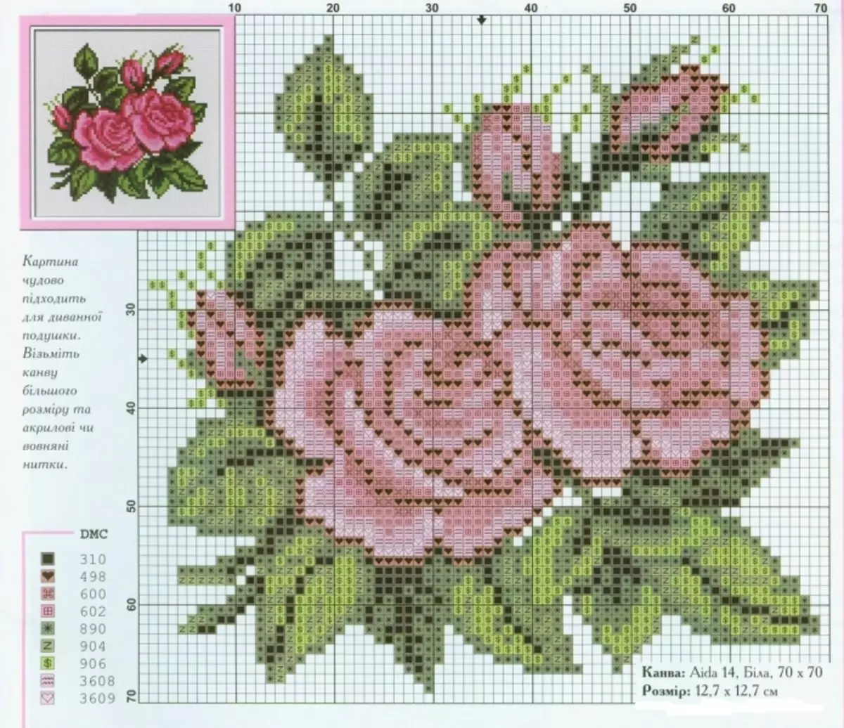 Cross-Stitch Roses Skema: Gratis Untuk Pemula, Teh Dalam Vas, Bouquet Di Keranjang, Putih Unduh, Kuning