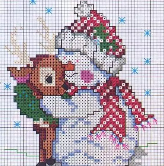 新年的計劃十字架刺繡：公雞和玩具，小型縮放，靴子和主題，聖誕樹在聖誕樹上
