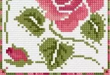 गुलाब क्रॉस कढ़ाई: एक टोकरी में सेट, एक फूलदान में सफेद गुलदस्ता, शुरुआती, Triptych और तितलियों के लिए लड़की