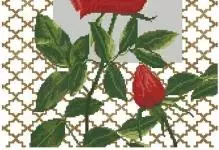 Rose Cross EMBROIDERY: Sets yn in koer, wite boeket yn in faas, famke foar begjinners, triptyk en flinters