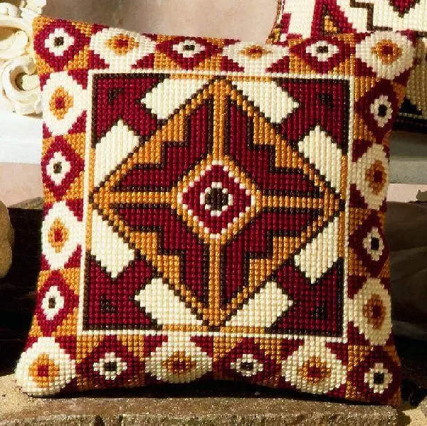 Cross-Embroidery Pillows: DIY Kit, Vervako and Riolis Pattern, Ornament for Pillowcase Sofa, Size