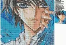 Vampire Anime Cross: Embroidery li ser nexşeyan, temaşe bikin ku karton û wêneyan temaşe bikin, çawa karakterên hêsan ên hêsan e