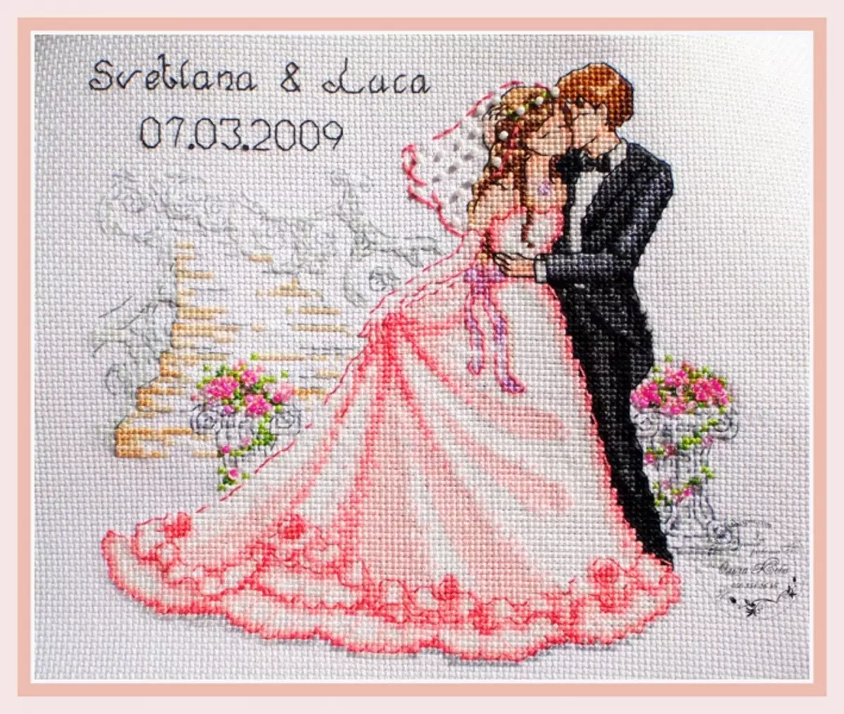 Schema's van bruiloftstatistieken voor borduurkruis: bruiloft en thema's, sets gratis download, dag met ansichtkaarten
