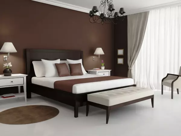 Bruine slaapkamer behang