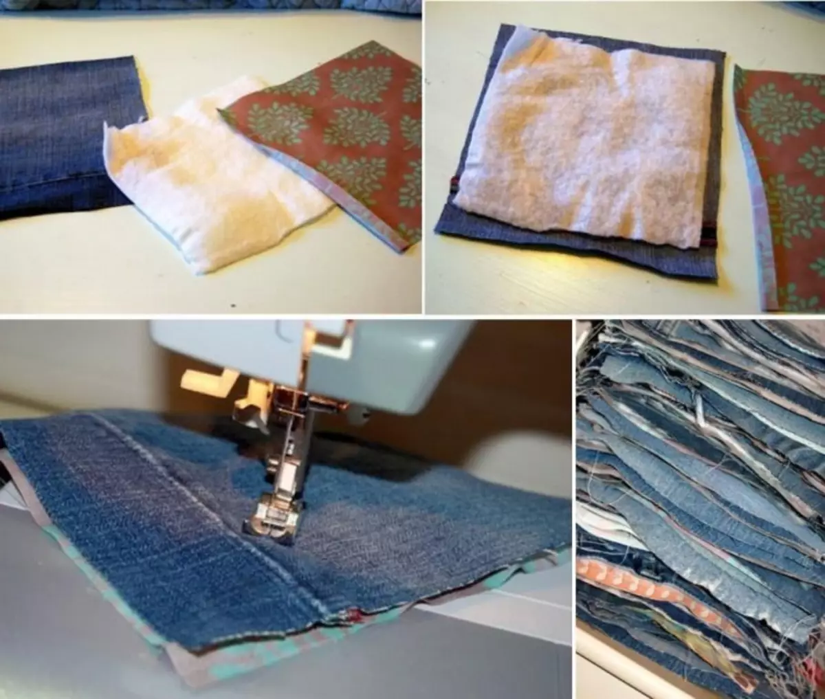 청바지의 패치 워크 : 오래된 청바지 bedspread 및 담요, 아이디어, 마스터 클래스, 가방 당신 자신, 사진, 비디오 지침