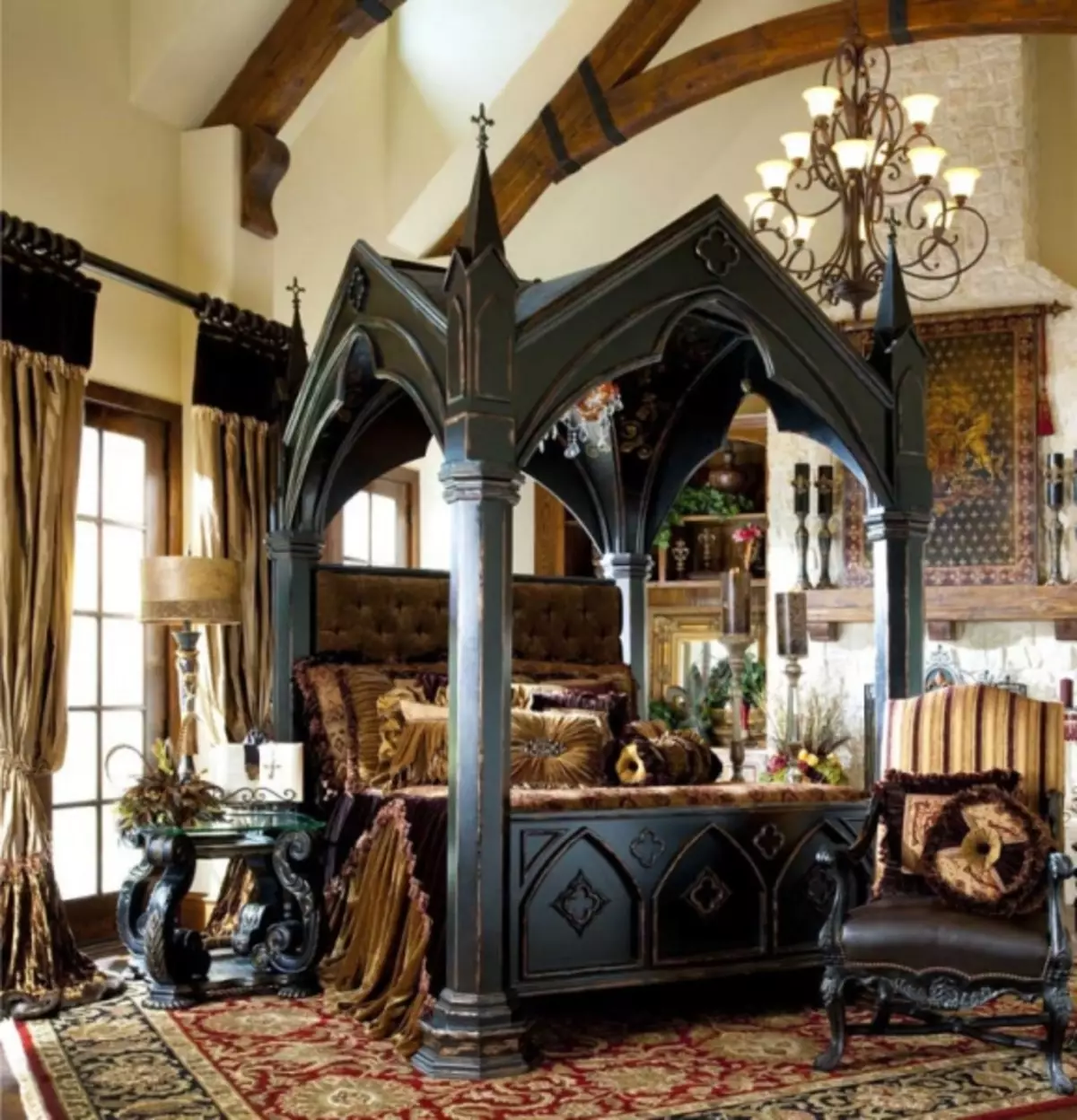 Bedroom in the Gothic style: the main elements, recommendations for registration
