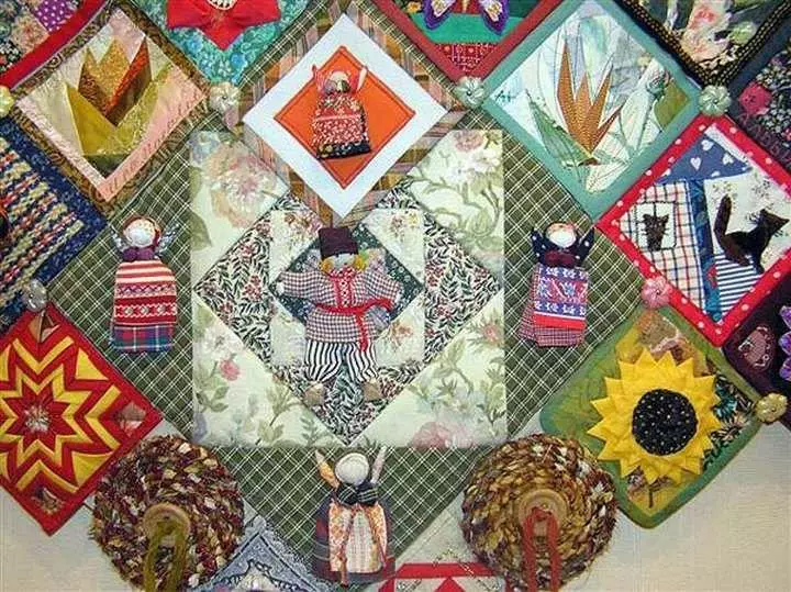 Zojambula patchwork: Patchork ndi manja anu, zithunzi papepala, pulogalamu ya mug, chabwino, zithunzi, makanema apainiya