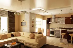 Sala de estar fermosa e cómoda 30 m²: deseño combinado de espazo