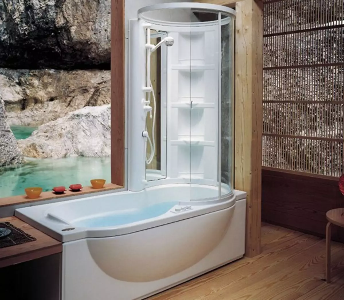 Shower cabin kasama ng banyo