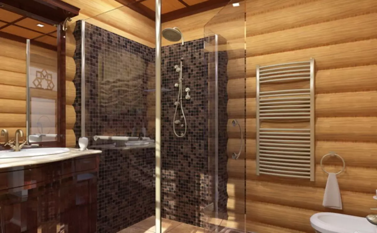 Cabana de banho em casa de madeira