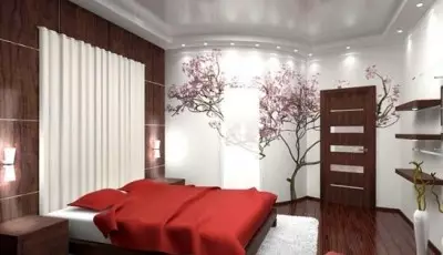 Hình nền phong cách Nhật Bản trên tường của căn phòng