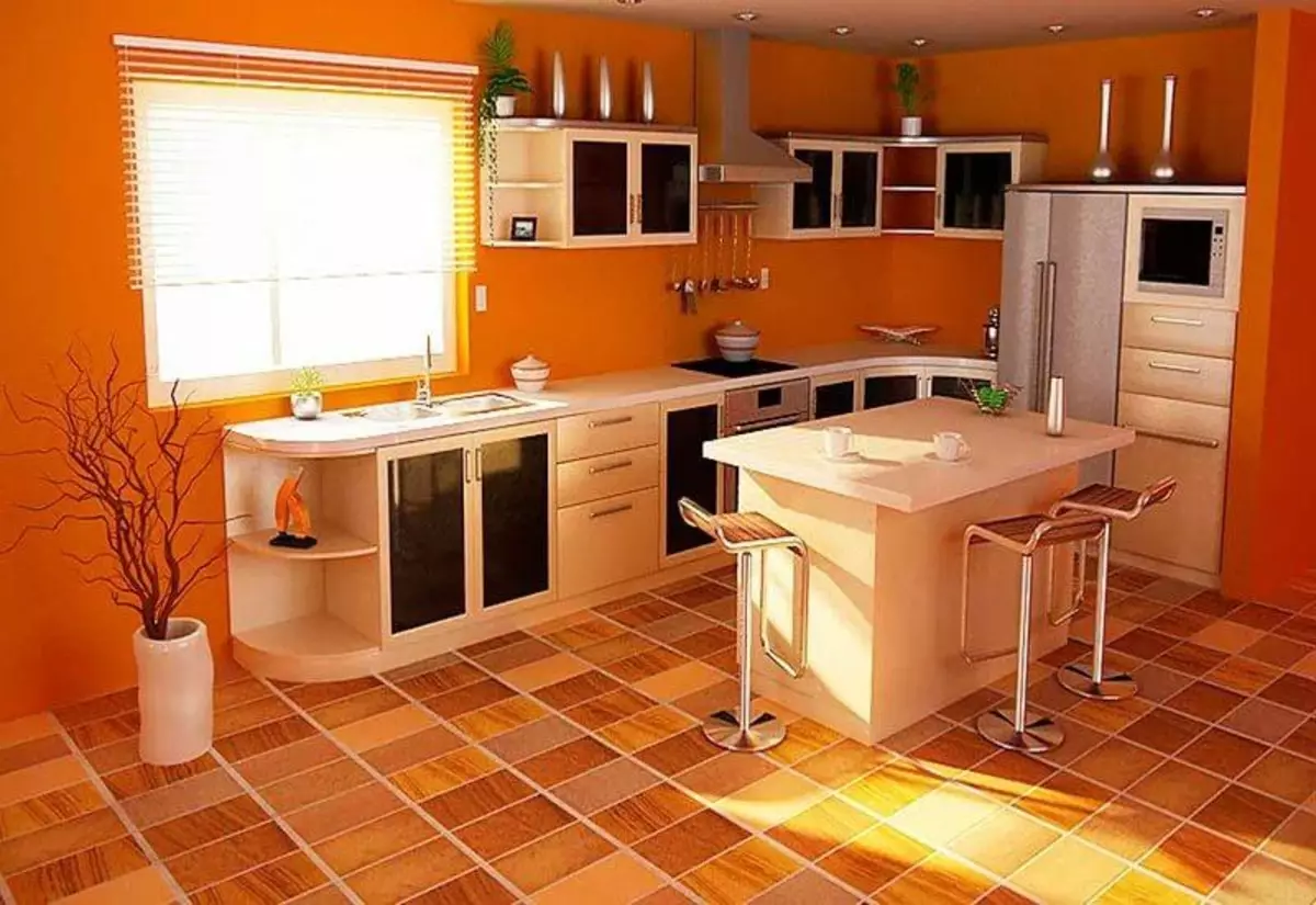 Πλακάκια για κουζίνα στο πάτωμα: Εξωτερική Πώς να επιλέξετε, κεραμίδι κουζίνας Τι καλύτερα, πινακίδες μεγέθη, πώς να βάλουμε