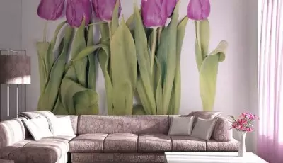Pader mural na may tulips.