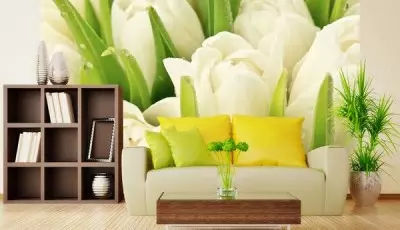 კედლის ფრესკული ერთად tulips