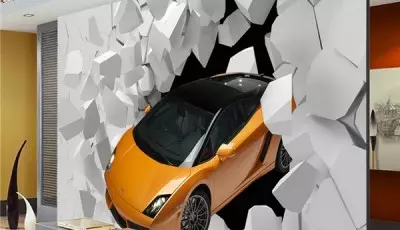 Bức tranh tường với ô tô trên tường