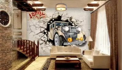Vægmaleri med biler på væggen