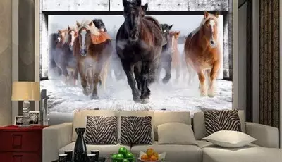 घोड़ों के साथ दीवार भित्तिचित्र