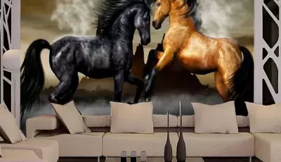 Väggmålning med hästar
