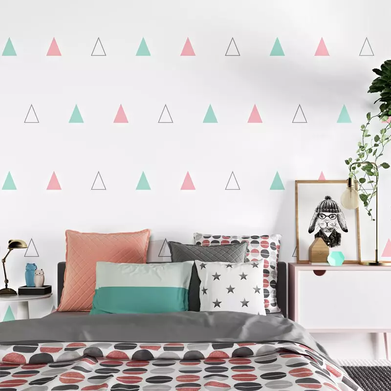 [Trend!] Geometrik yatak odası desenli duvar kağıtları