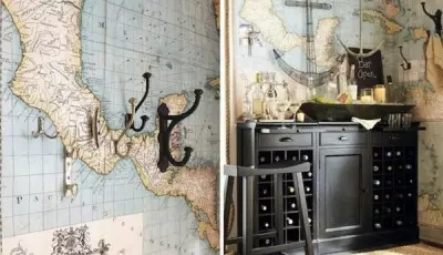 טפט בצורת מפה עולמית בחדר