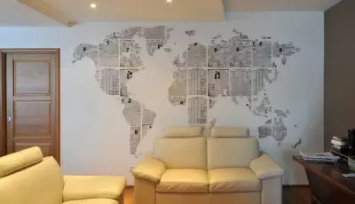 Tapeta w formie mapy świata w pokoju