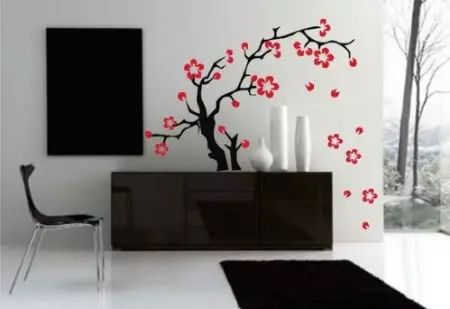 Sakura di dinding - menggambar dengan tangan Anda sendiri