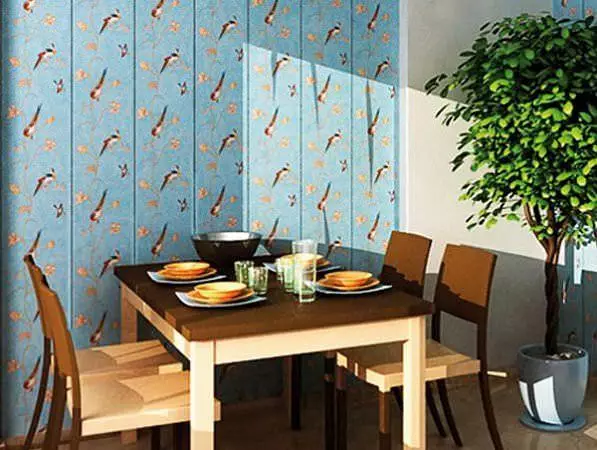PVC Panels fir Kichen: Foto fäerdeg an der Kichen mat Mauerpanelen, Leafy, Videopfall