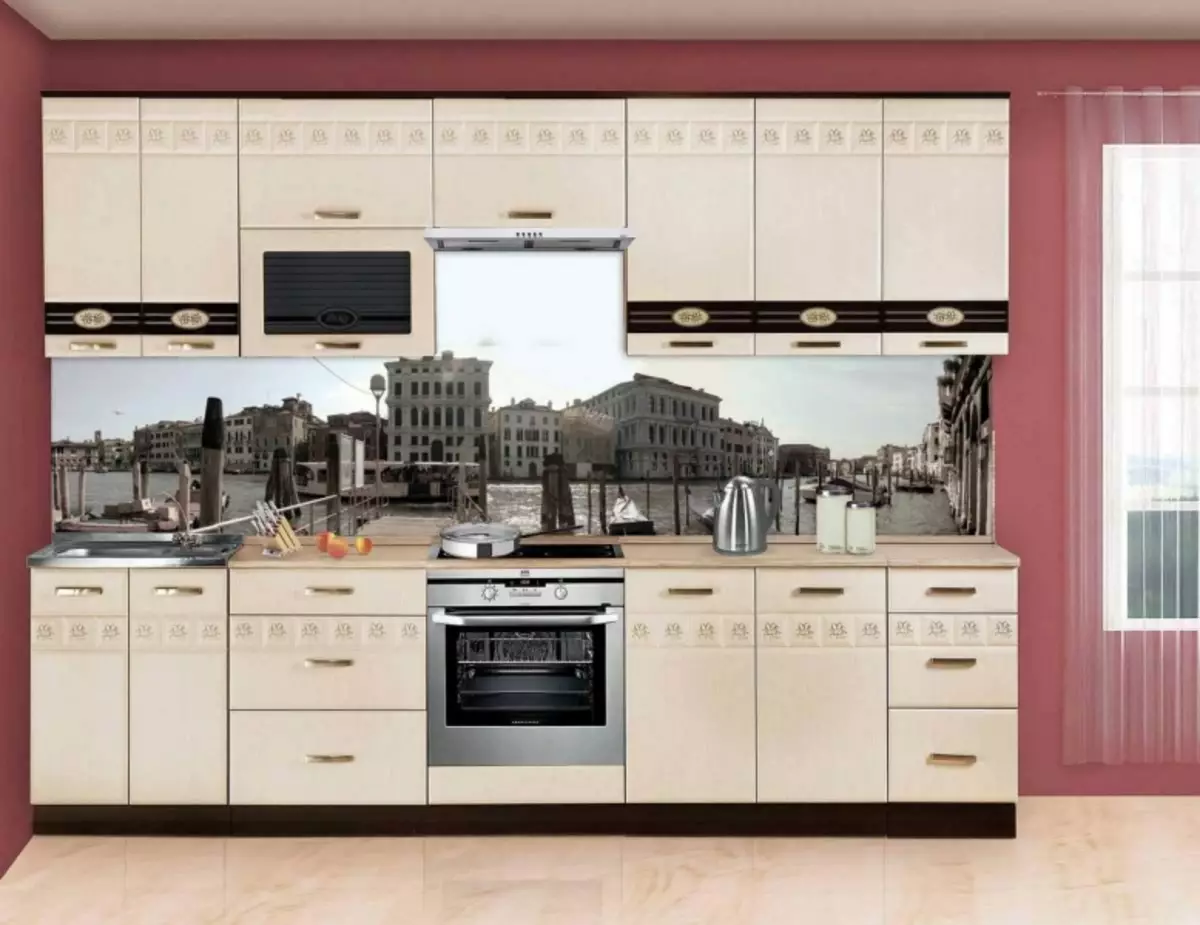 Plastové kuchynské panely: Nástenný panel so vzorom, ako si šiť kuchyňu, strop panelov, dokončovanie, foto