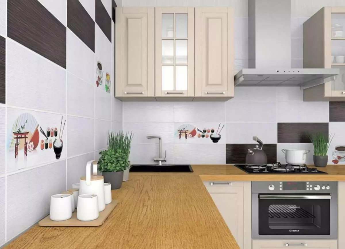 Бяла теракот за кухнята: Какво по-добре изглежда, под тухла, снимки на престилка, черен бял цвят, лъскава керамика, на открито, плочки, видео