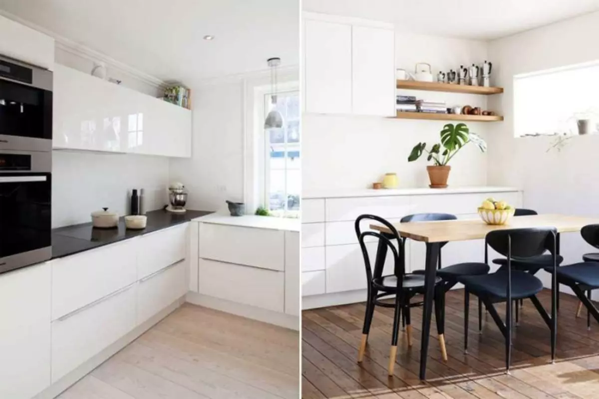 Ubin putih untuk dapur: terlihat lebih baik, di bawah bata, foto apron, warna hitam putih, keramik mengkilap, outdoor, ubin, video