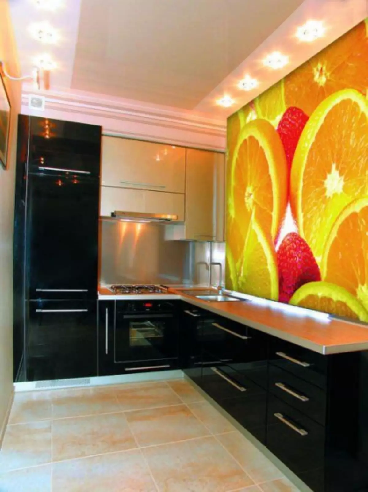 Mural dinding untuk dapur: Cara Memilih ukuran apa, gambar, lanskap