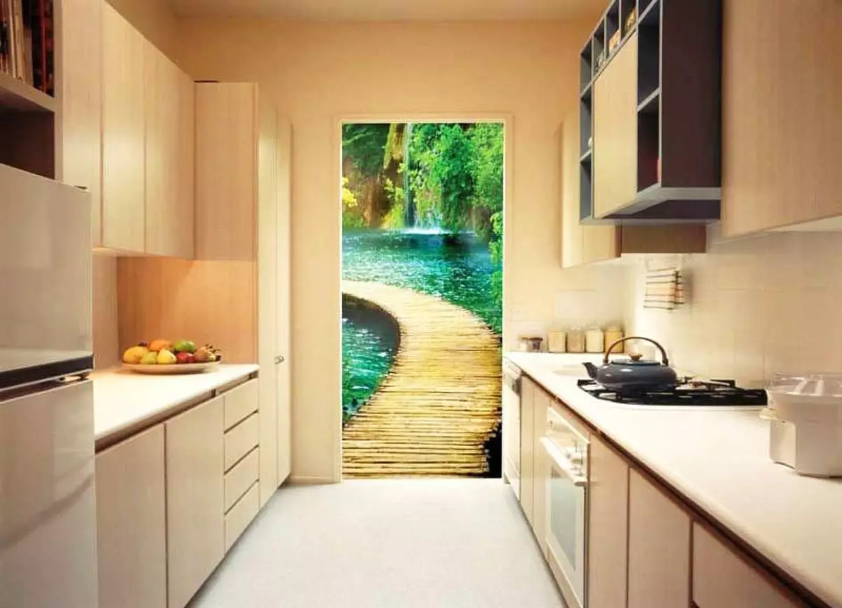廚房的壁紙：如何選擇尺寸是什麼，圖紙，景觀