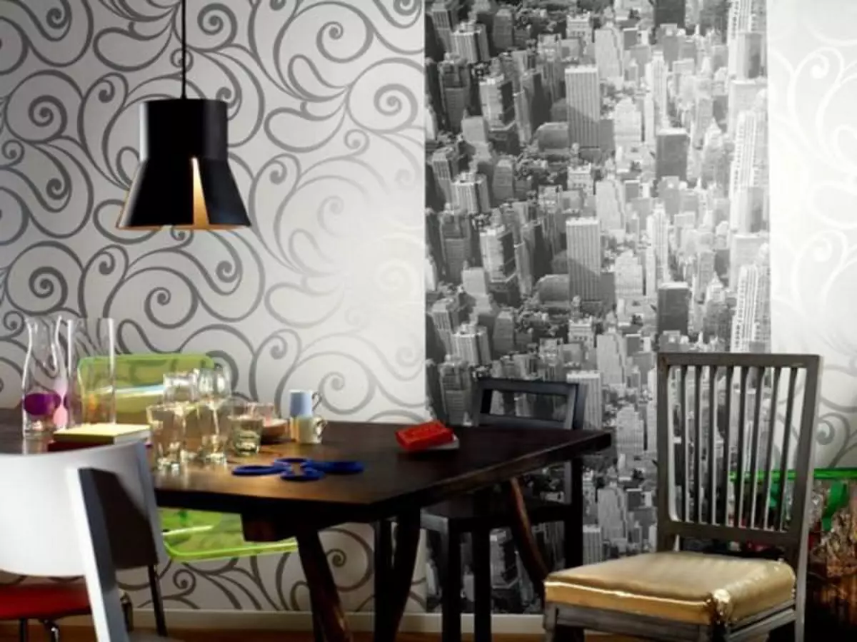 Gecombineerde keuken wallpapers in de interieurfoto: Hoe te combineren en salaris, ontwerp, ideeën 2019, video