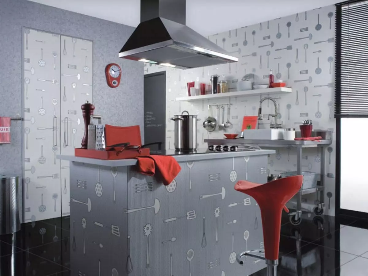 Тапети за кухнята: снимка за малка кухня, интериорни идеи, миещи се и Fliseline, видео инструкции