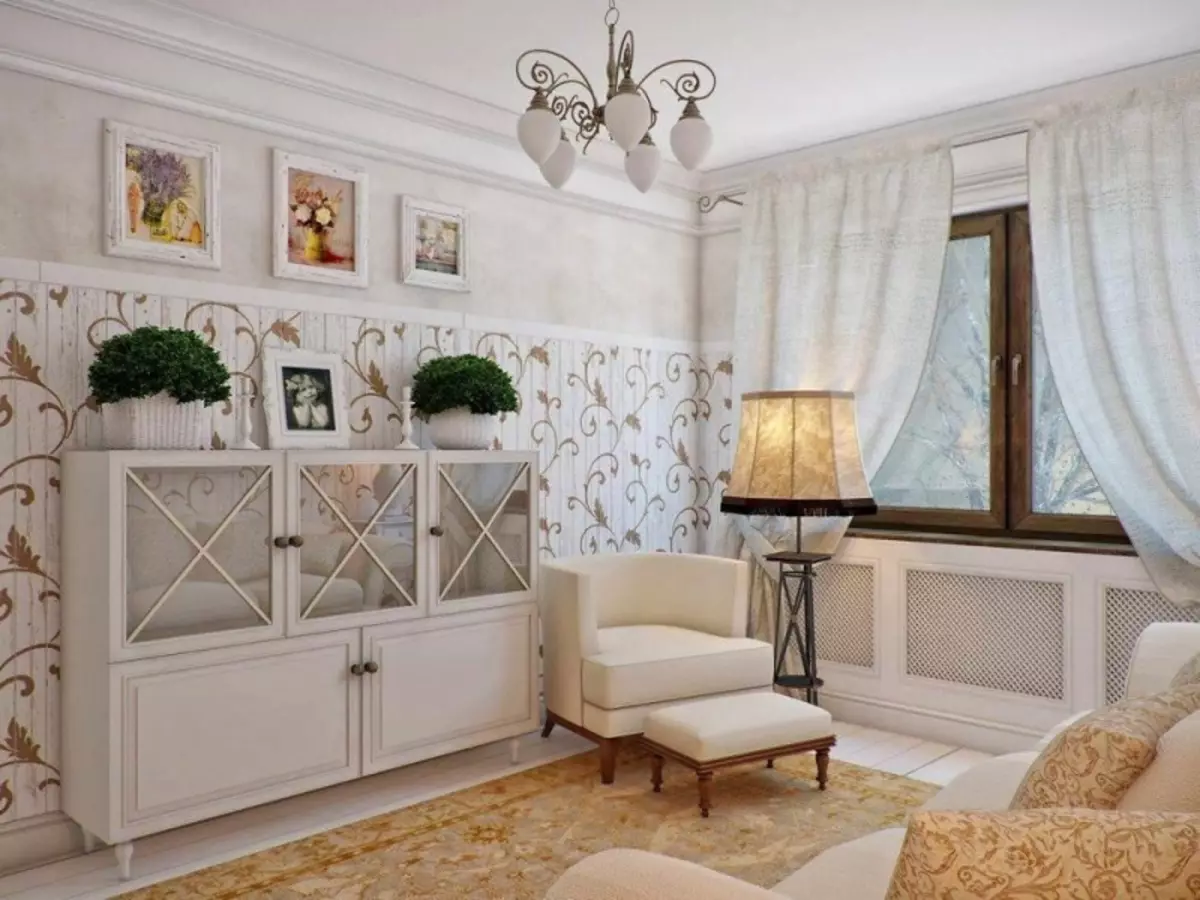 Wallpaper Provence: Foto di interior, untuk dinding dapur, kamar tidur dan ruang tamu, koleksi bunga, negara dan provence, teman anak-anak, di lorong, video