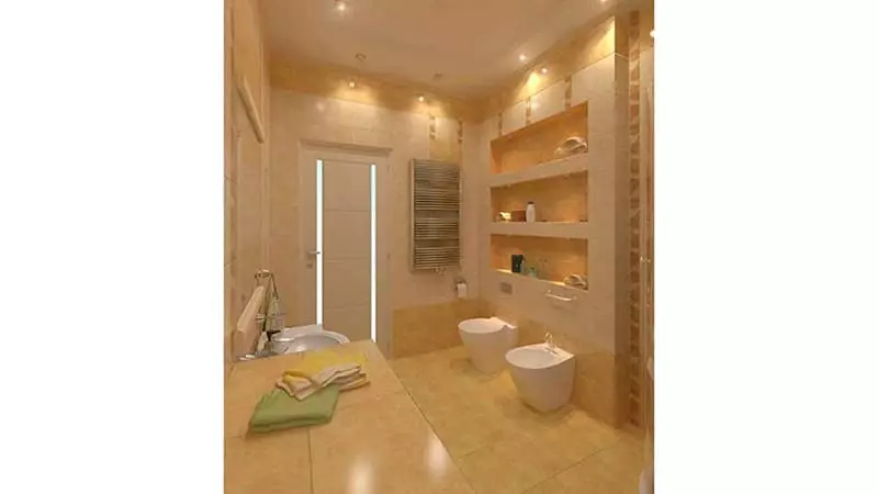 Niche ing kamar mandi: rak-rak patik foto saka drywall