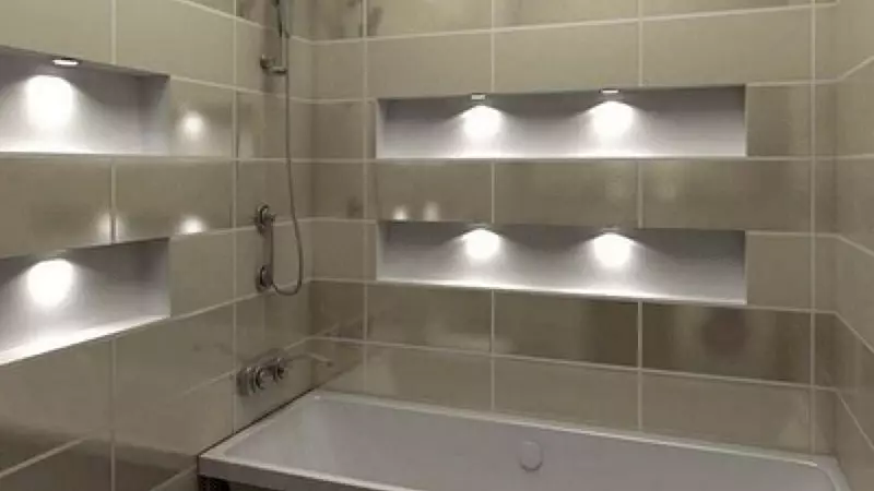 Niša vannas istabā: foto montāžas plaukti no drywall