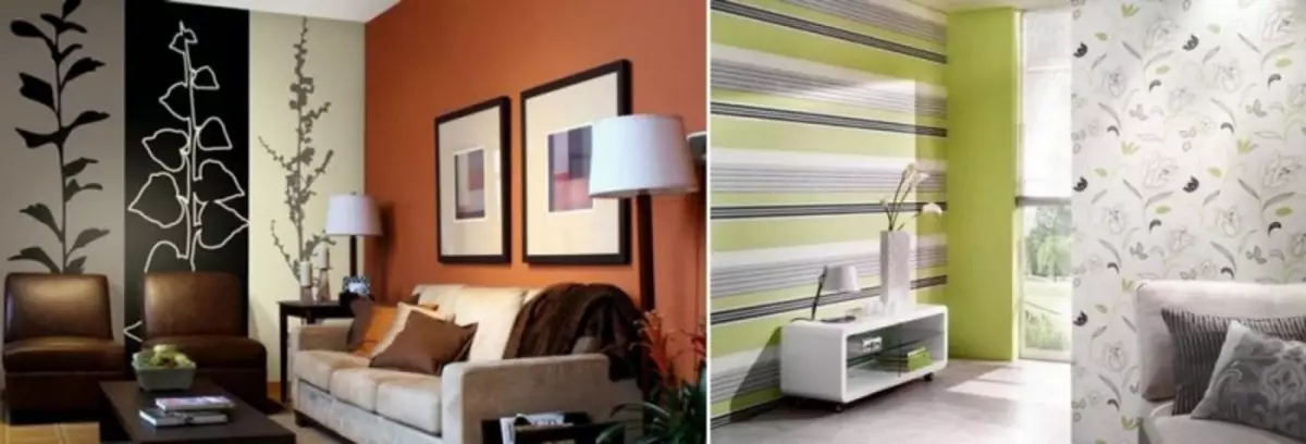Combinació de fons de pantalla: foto de dos colors, com combinar-se mútuament, combinació a l'interior, diferent en una habitació, opcions, habitacions de vapor, vídeo