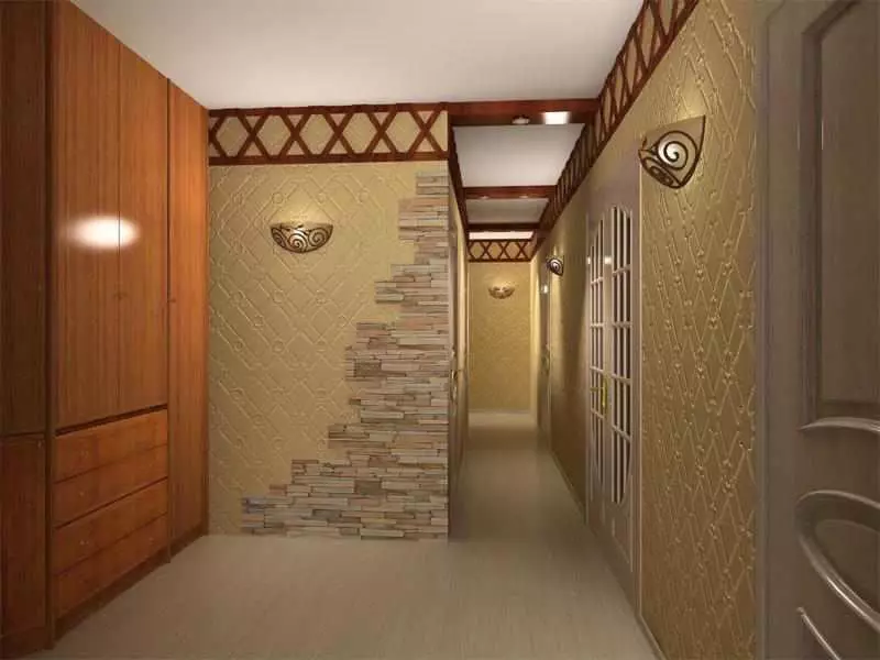 Háttérkép egy folyosón az apartmanban Fotó: Kőfejlesztés, egy kis keskeny folyosó, amely választja, folyadék Khruscsovban, a folyosón, videó