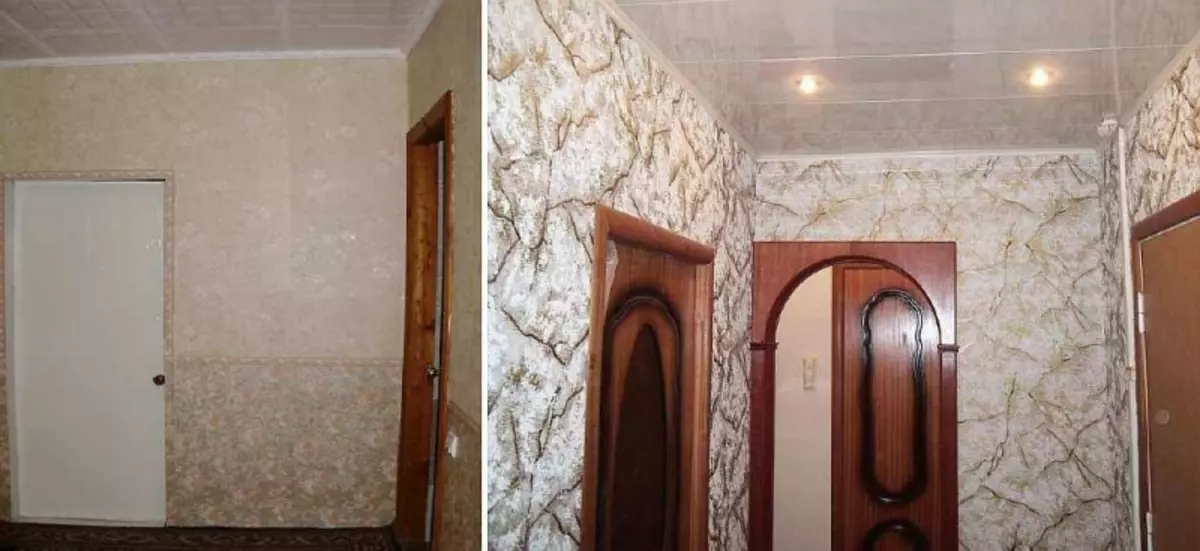 טפטים במסדרון בדירה צילום: אבן גימור, למסדרון צר קטן, שבוחר, נוזלי בח'רושצ'וב, לאולמות המסדרון, וידאו
