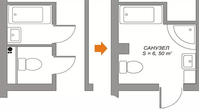 Repair of the toilet in the panel house: interior design example