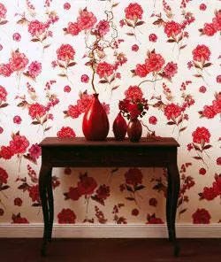 Bakgrunnsbilde med blomster: Foto i interiøret, blomster på veggen, store valmuer, roser, mindre buketter, hvite pioner, 3D rød og rosa, akvarell, video